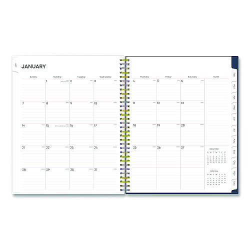 Blue Sky Ashlyn Weekly/Monthly Planner, Floral Artwork, 11 x 8.5, Navy/Multicolor Cover, 12-Month (Jan to Dec): 2026 (143957)