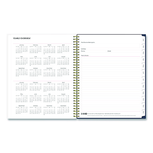 Blue Sky Ashlyn Weekly/Monthly Planner, Floral Artwork, 11 x 8.5, Navy/Multicolor Cover, 12-Month (Jan to Dec): 2026 (143957)