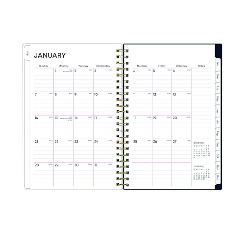 Blue Sky Ashlyn Weekly/Monthly Planner, Floral Artwork, 8 x 5, Navy/Multicolor Cover, 12-Month (Jan to Dec): 2026 (143958)