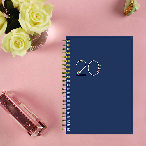 Blue Sky Ashlyn Weekly/Monthly Planner, Floral Artwork, 8 x 5, Navy/Multicolor Cover, 12-Month (Jan to Dec): 2026 (143958)