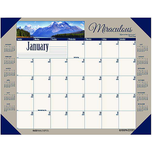 House of Doolittle Earthscapes Recycled Monthly Desk Pad Calendar, Motivational Photos, 22 x 17, Blue Binding/Corners, 12-Month (Jan-Dec): 2026 (175)