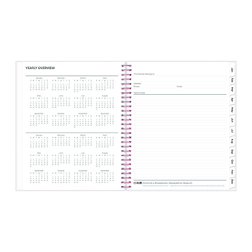 Blue Sky Joselyn Monthly Wirebound Planner, Floral Artwork, 10 x 8, Pink/Peach/Black Cover, 12-Month (Jan to Dec): 2026 (110395)