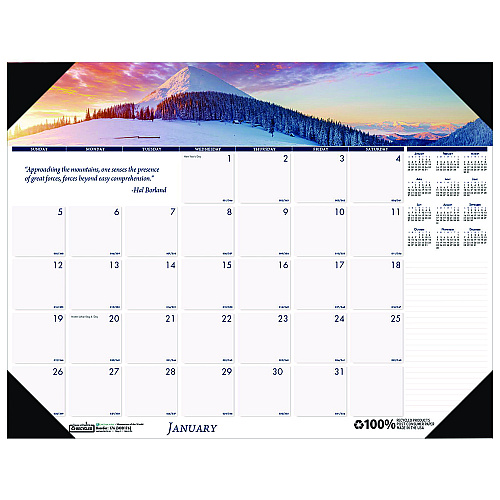 House of Doolittle Earthscapes Recycled Monthly Desk Pad Calendar, Mountains of the World Photos, 22 x 17, Black Corners,12-Month(Jan-Dec): 2026 (176)