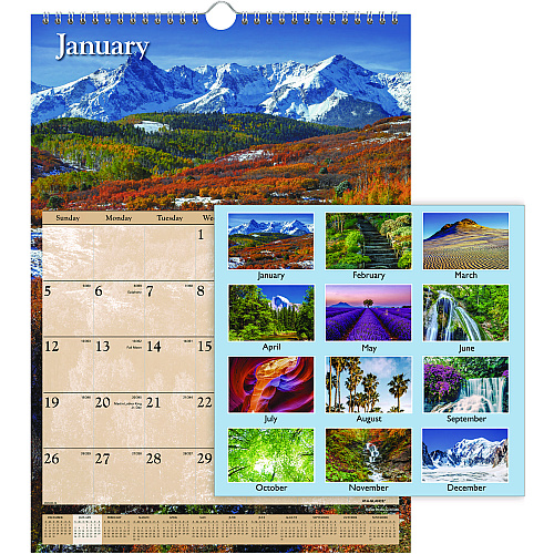 AT-A-GLANCE Scenic Monthly Wall Calendar, Landscape Photography, 12 x 17, White/Multicolor Sheets, 12-Month (Jan to Dec): 2026 (DMW20028)