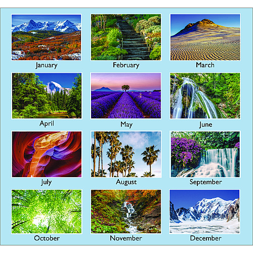 AT-A-GLANCE Scenic Monthly Wall Calendar, Landscape Photography, 12 x 17, White/Multicolor Sheets, 12-Month (Jan to Dec): 2026 (DMW20028)