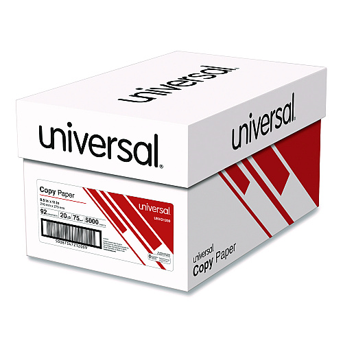 Universal Copy Paper, 92 Bright, 20 lb Bond Weight, 8.5 x 11, White, 500 Sheets/Ream, 10 Reams/Carton, 40 Cartons/Pallet (UNV21200PLT)