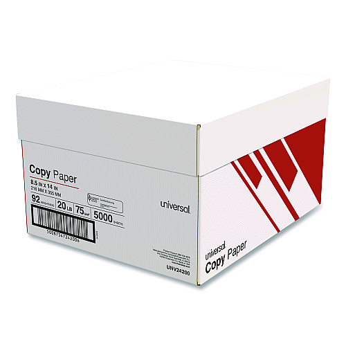 Universal Legal Size Copy Paper, 92 Bright, 20 lb Bond Weight, 8.5 x 14, White, 500 Sheets/Ream, 10 Reams/Carton, 30 Cartons/Pallet (UNV24200PLT)