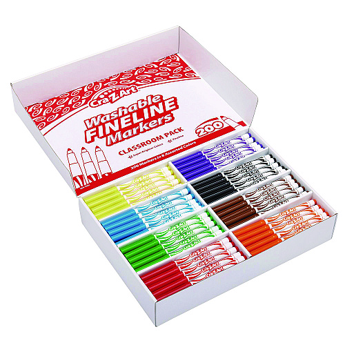 Cra-Z-Art Washable Fineline Markers Classpack, Fine Bullet Tip, Eight Assorted Colors, 200/Set (740071)