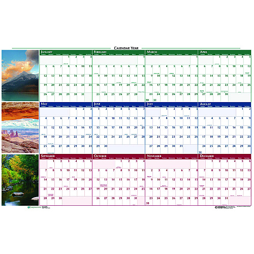 House of Doolittle Earthscapes Recycled Reversible/Erasable Yearly Wall Calendar, Nature Photos, 18 x 24, White Sheets, 12-Month (Jan-Dec): 2026 (3930)