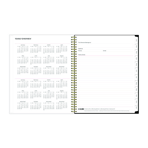 Blue Sky Nevaeh Weekly/Monthly Planner, Floral Artwork, 11 x 8.5, Black/Multicolor Cover, 12-Month (Jan to Dec): 2026 (143945)