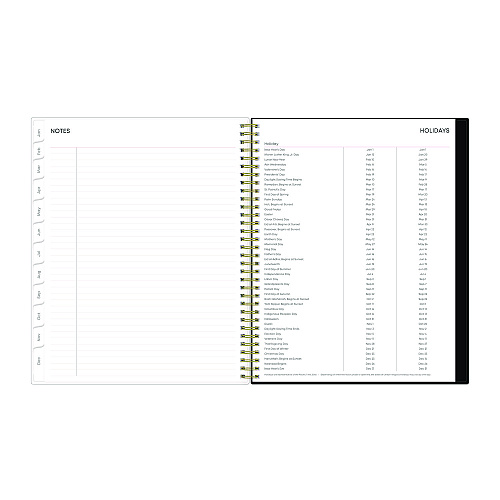 Blue Sky Nevaeh Weekly/Monthly Planner, Floral Artwork, 11 x 8.5, Black/Multicolor Cover, 12-Month (Jan to Dec): 2026 (143945)