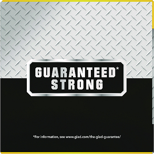 Glad Guaranteed Strong Large Drawstring Trash Bags, Three-Ply, 30 gal, 1.05 mil, 30" x 33", Black, 15 Bags/Box, 6 Boxes/Carton (78966)