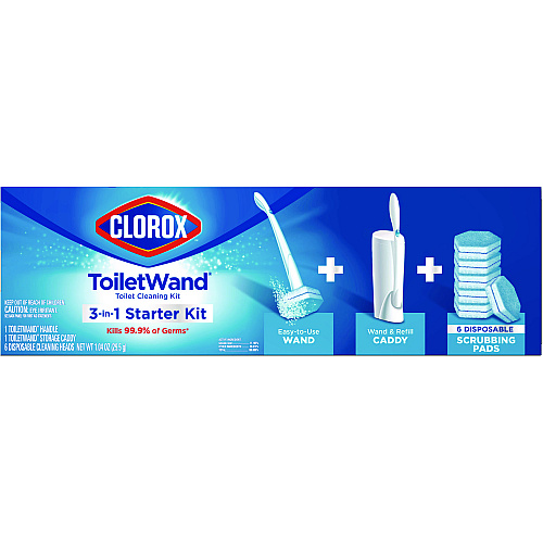 Clorox ToiletWand Disposable Toilet Cleaning System: Handle, Caddy and Refills, White, 6/Carton (03191CT)