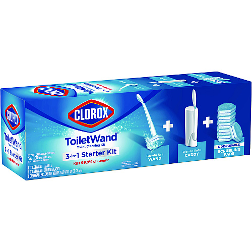 Clorox ToiletWand Disposable Toilet Cleaning System: Handle, Caddy and Refills, White, 6/Carton (03191CT)