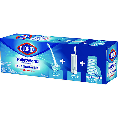 Clorox ToiletWand Disposable Toilet Cleaning System: Handle, Caddy and Refills, White, 6/Carton (03191CT)