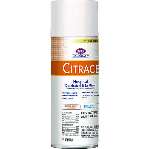 Clorox Healthcare Citrace Hospital Disinfectant and Sanitizer, Citrus, 14 oz Aerosol Spray, 12/Carton (49100)