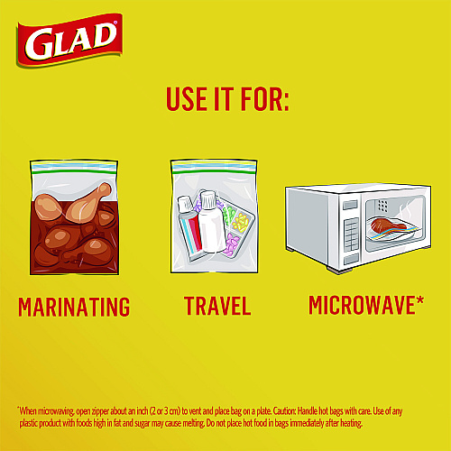Glad Zipper Food Storage Sandwich Bags, 6.63" x 9.88" x 8", Clear, 600/Carton (57263)