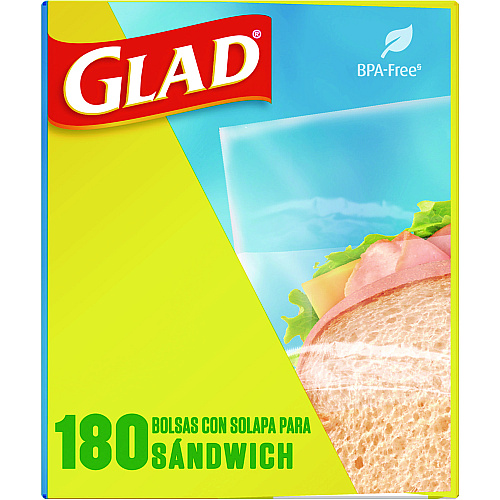 Glad Fold Top Food Storage Sandwich Bags, 6.5" x 5.5", Clear, 2,160/Carton (60771)