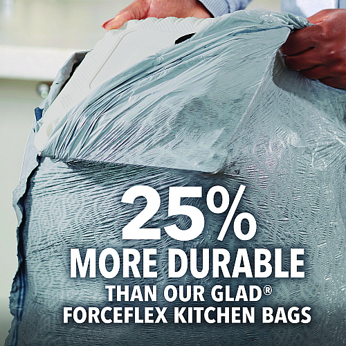 Glad ForceFlex MaxStrength Tall Kitchen Drawstring Trash Bags, 13 gal, Fresh Clean Scent, 24" x 28", White, 34/Box, 6 Boxes/CT (70320)
