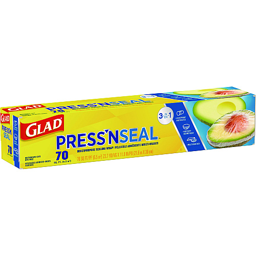 Glad Press'n Seal Food Plastic Wrap, 70 Square Foot Roll, 12 Rolls/Carton (70441)