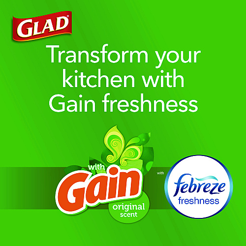 Glad ForceFlex Kitchen Drawstring Trash Bags, 13 gal, Gain Original Scent, 24" x 27.38", White, 80/Box (78900BX)