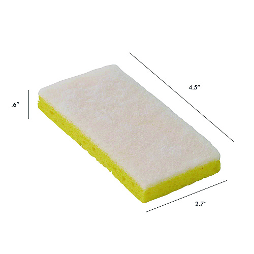 Americo Resort Cut Scrub Sponge, Light Duty, 6.25 x 3.18, White/Yellow, 40/Carton (551026)