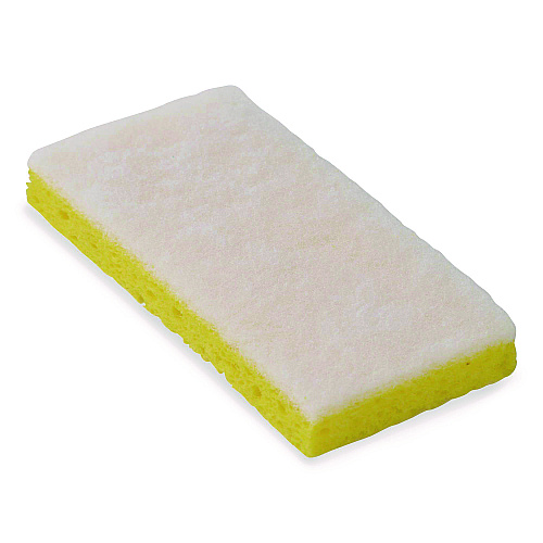 Americo Resort Cut Scrub Sponge, Light Duty, 6.25 x 3.18, White/Yellow, 40/Carton (551026)