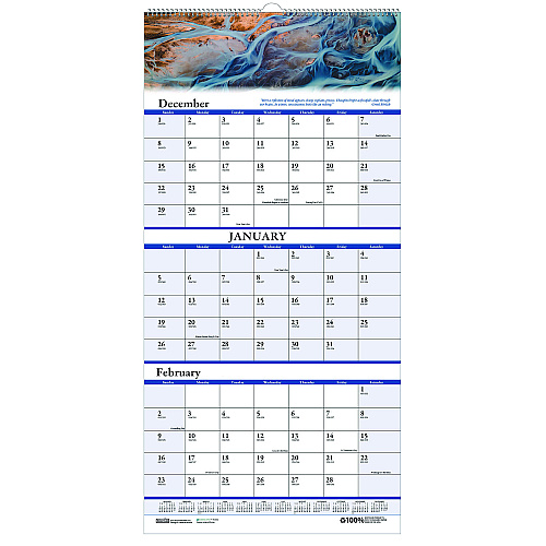 House of Doolittle Earthscapes Recycled 3-Month Vertical Wall Calendar, Scenic Landscape Photography, 12.25 x 26, 14-Month: Dec 2025 to Jan 2027 (3638)