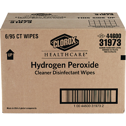 Clorox Healthcare Hydrogen Peroxide Cleaner Disinfectant Wipes, 9 x 6.75, Unscented, White, 95/Canister, 6 Canisters/Carton (30824)