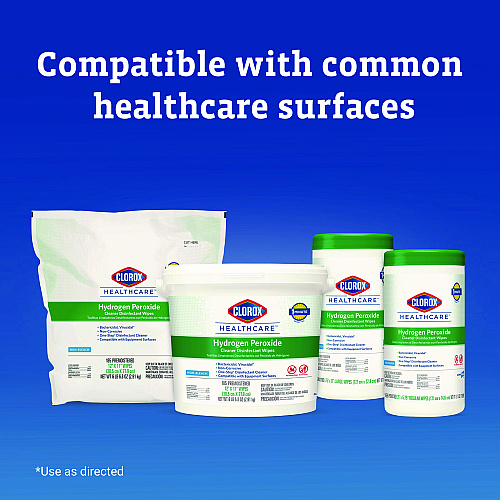 Clorox Healthcare Hydrogen Peroxide Cleaner Disinfectant Wipes, 5.75 x 6.75, Unscented, White, 155/Canister, 6 Canisters/Carton (30825)