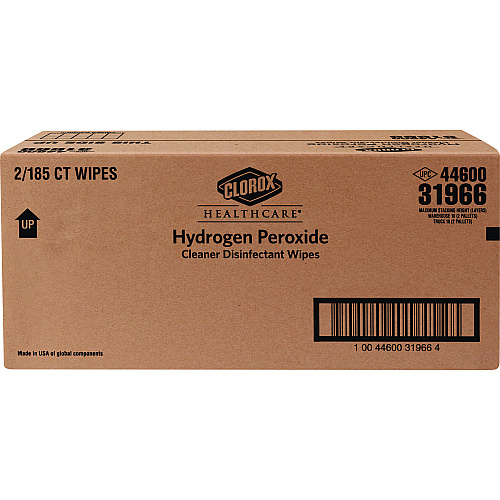 Clorox Healthcare Hydrogen Peroxide Cleaner Disinfectant Wipes, 11 x 12, Unscented, White, 185/Canister, 2 Canisters/Carton (30826)