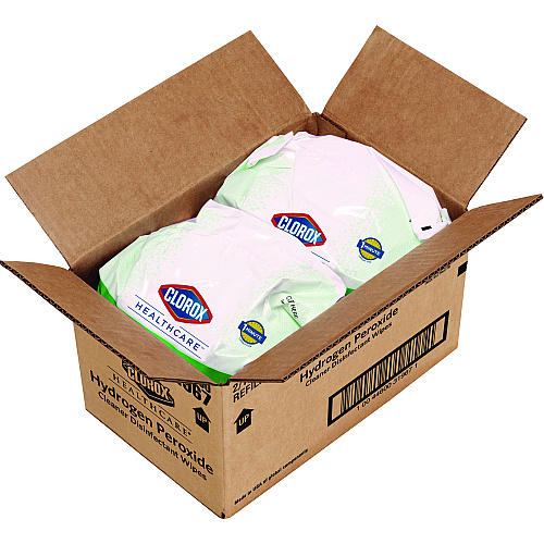 Clorox Healthcare Hydrogen Peroxide Cleaner Disinfectant Wipes, 12 x 11, Unscented, White, 185/Pack, 2 Packs/Carton (30827)