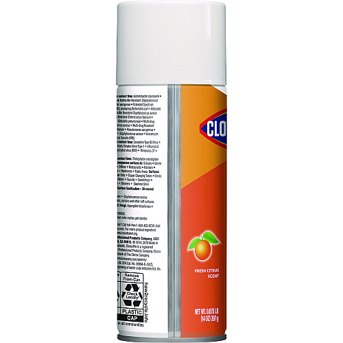 Clorox 4-in-One Disinfectant and Sanitizer, Citrus, 14 oz Aerosol Spray (31043)