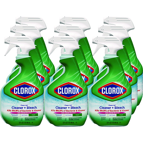 Clorox Clean-Up Cleaner + Bleach, Original, 32 oz Spray Bottle, 9/Carton (31221)