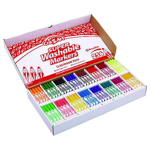 Cra-Z-Art Super Washable Markers Classpack, Broad Bullet Tip, Assorted Colors, 256/Set (740091)