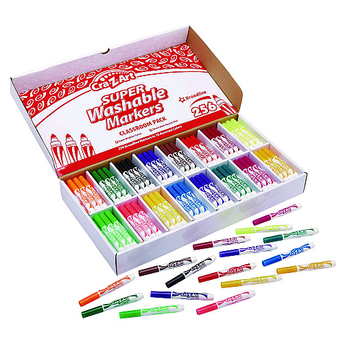 Cra-Z-Art Super Washable Markers Classpack, Broad Bullet Tip, Assorted Colors, 256/Set (740091)