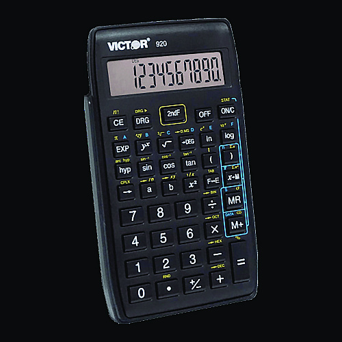 Victor 920 Compact Scientific Calculator with Hinged Case, 10-Digit LCD