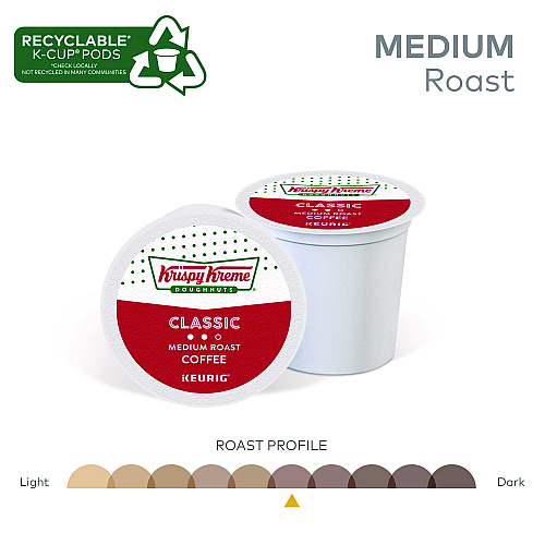 Krispy Kreme Doughnuts Classic Coffee K-Cups, Medium Roast, 24/Box (6110)