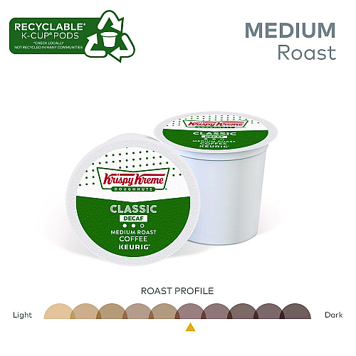 Krispy Kreme Doughnuts Classic Decaf Coffee K-Cups, Medium Roast, 24/Box (6111)
