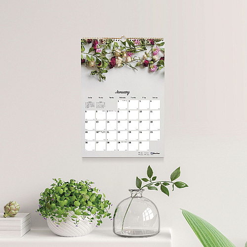Blueline Romantic Wall Calendar, Floral Photography, 12 x 17, White/Multicolor Sheets, 12-Month (Jan to Dec): 2026 (C173122)