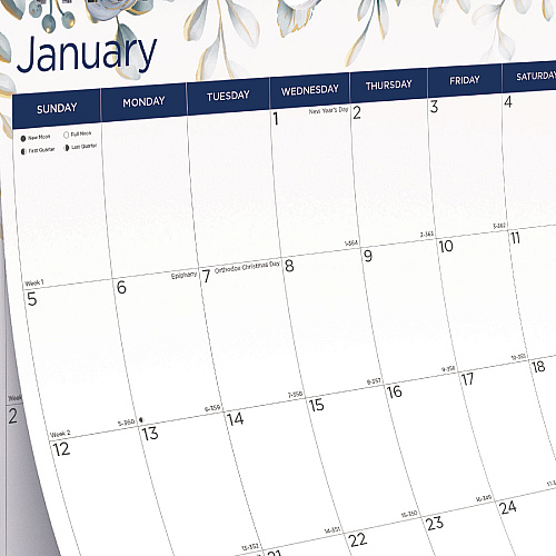 Blueline 12-Month Colorful Wall Calendar, Floral Artwork, 12 x 17, White Sheets, 12-Month (Jan to Dec): 2026 (C173128)