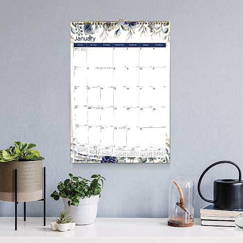 Blueline 12-Month Colorful Wall Calendar, Floral Artwork, 12 x 17, White Sheets, 12-Month (Jan to Dec): 2026 (C173128)