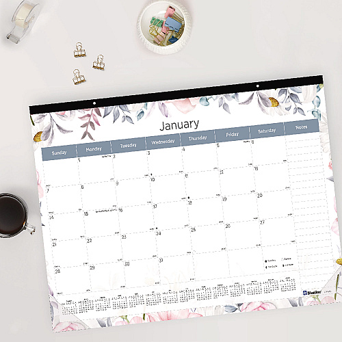 Blueline Passion Monthly Deskpad Calendar, Passion Floral Artwork, 22 x 17, Multicolor Sheets, Black Binding, 12-Month (Jan-Dec): 2026 (C194113)