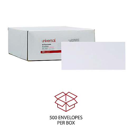 Universal Open-Side Business Envelope, #9, Square Flap, Gummed Closure, 3.88 x 8.88, White, 500/Box (UNV35209)