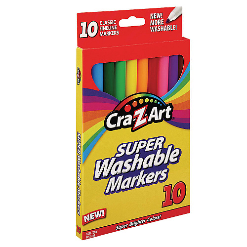 Cra-Z-Art Super Washable Markers, Fine Bullet Tip, Assorted Colors, 10/Set (1016148)