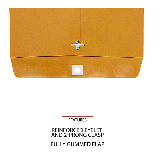 Universal Kraft Clasp Envelope, #98, Square Flap, Clasp/Gummed Closure, 10 x 15, Brown Kraft, 100/Box (UNV35268)