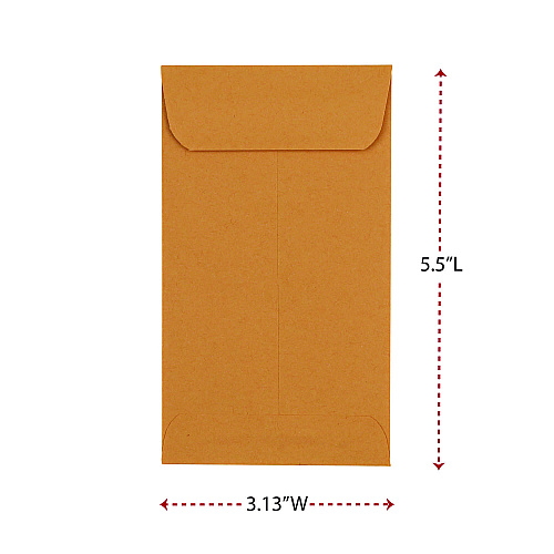 Universal Kraft Coin Envelope, #5 1/2, Round Flap, Gummed Closure, 3.13 x 5.5, Light Brown Kraft, 500/Box (UNV35302)
