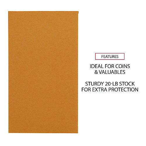 Universal Kraft Coin Envelope, #5 1/2, Round Flap, Gummed Closure, 3.13 x 5.5, Light Brown Kraft, 500/Box (UNV35302)