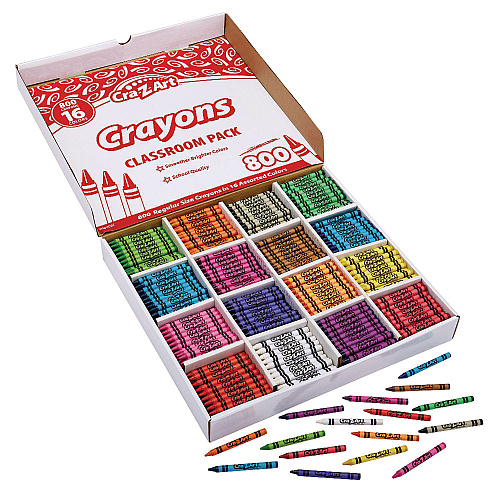 Cra-Z-Art Crayons, 16 Assorted Colors, 800/Pack (74004)