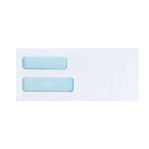 Quality Park Double Window Security-Tinted Check Envelope, #10, Commercial Flap, Gummed Closure, 4.13 x 9.5, White, 500/Box (24550)